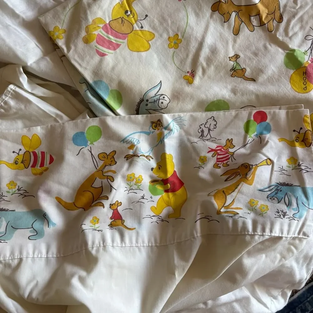 Vintage 1970s Winnie the Pooh Sheet Bedding Sears Perma-Prest Disney twin